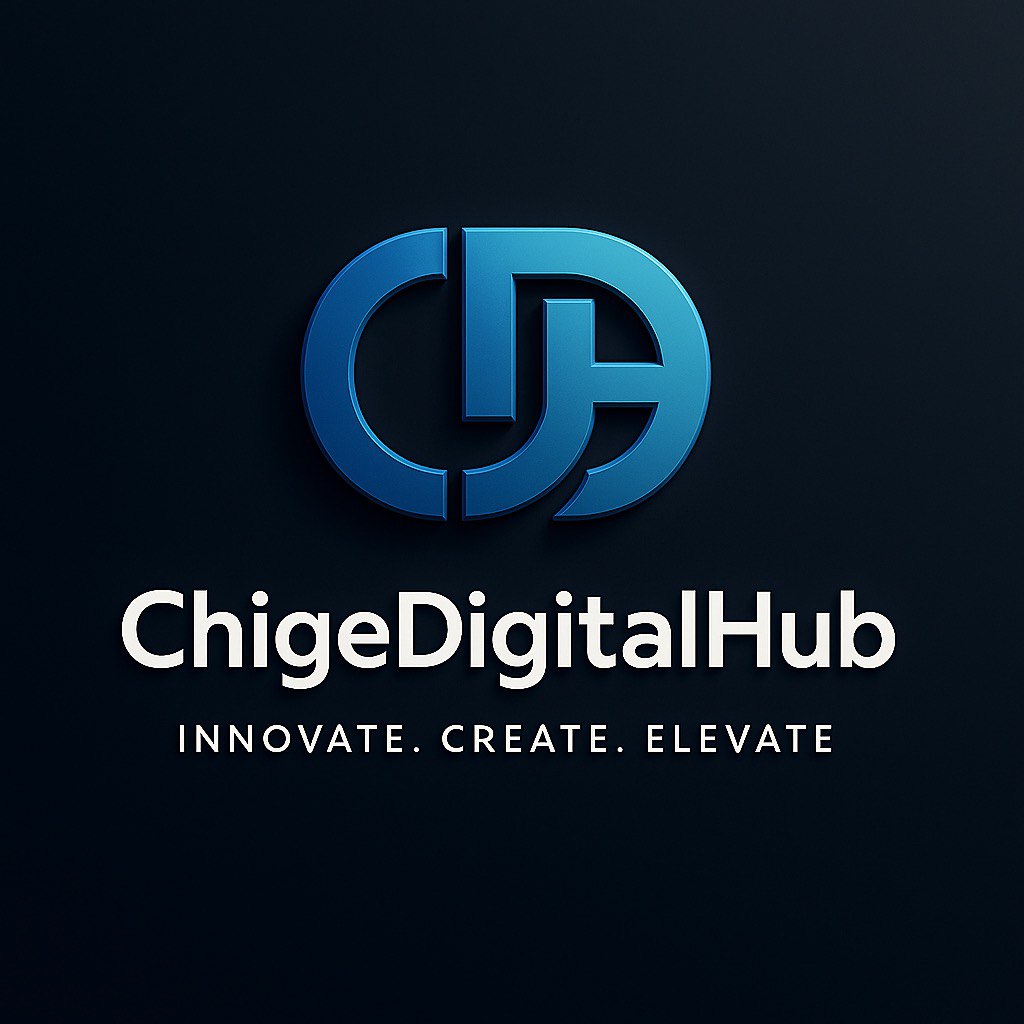 ChigeDigitalHub Logo Design – A modern, futuristic logo developed for ChigeDigitalHub. The …